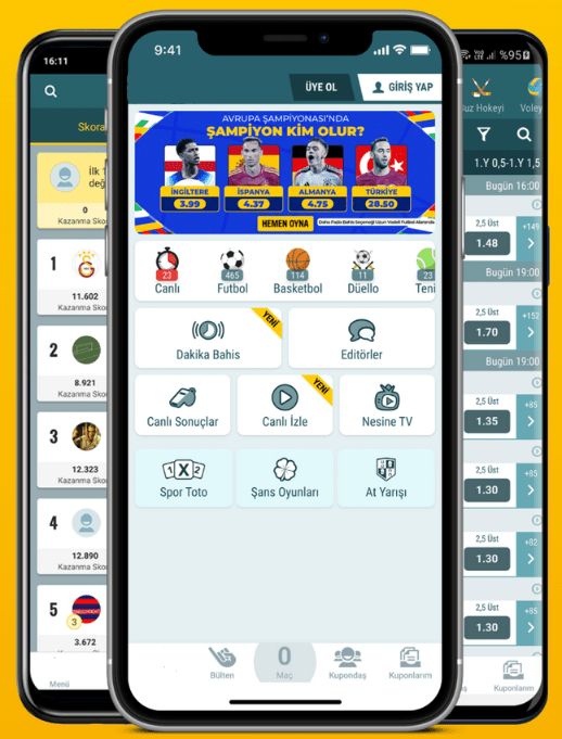 NesineCasino mobil uygulama önizlemesi